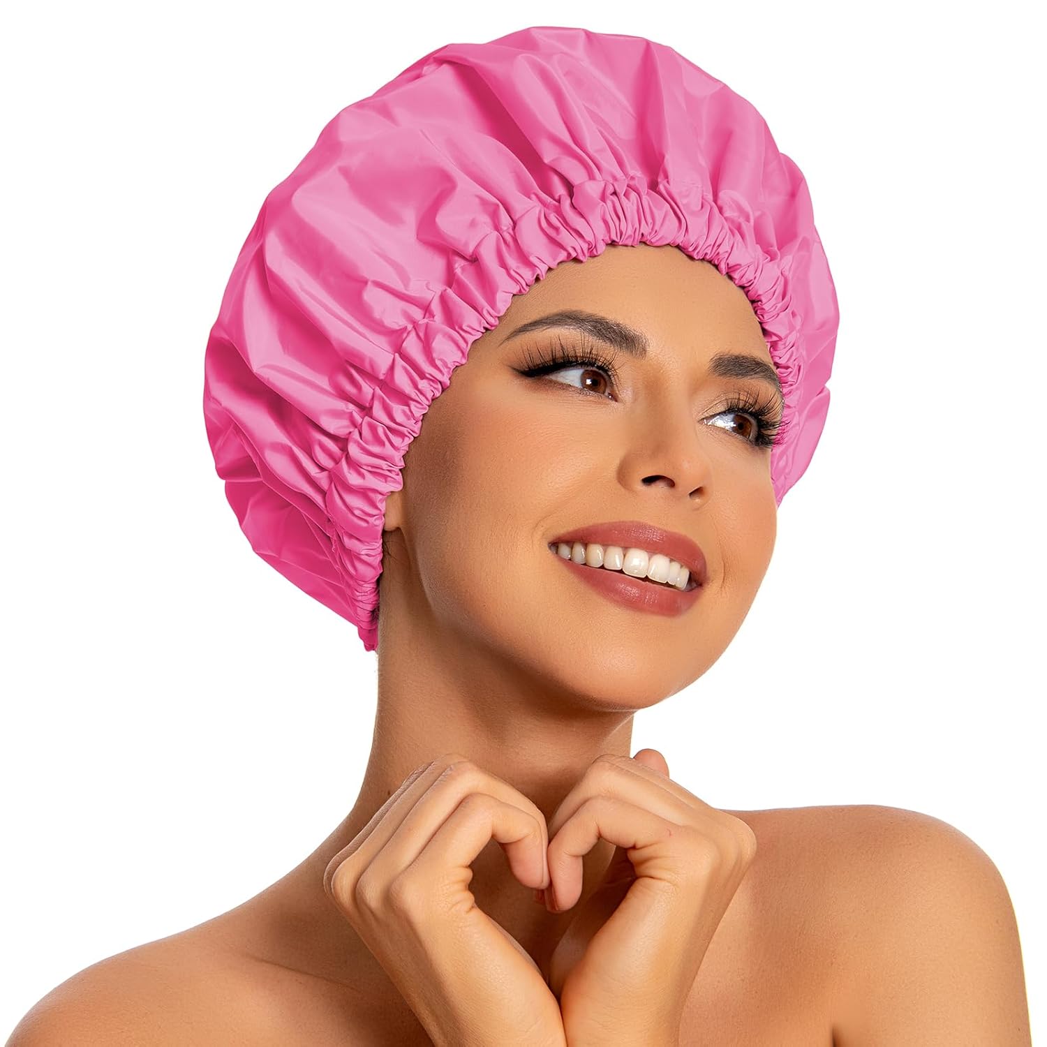 Reusable Shower Cap for Women, Large Waterproof Shower Bonnet Washable Elastic Band Bath Hair Hat for Long Hair, Braids(Green)