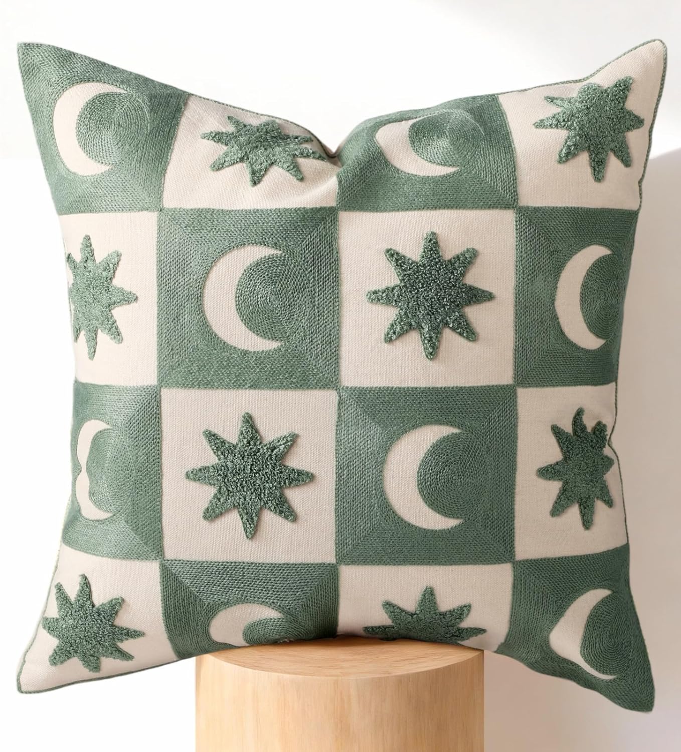 Embroidered Throw Pillow Cover 18x18 Inch - Modern Geometric Decorative Pillow Cover with Zipper for Sofa Couch Living Room Chair Car Aesthetic Design Cushion Pillowcase, Colorful Checkered