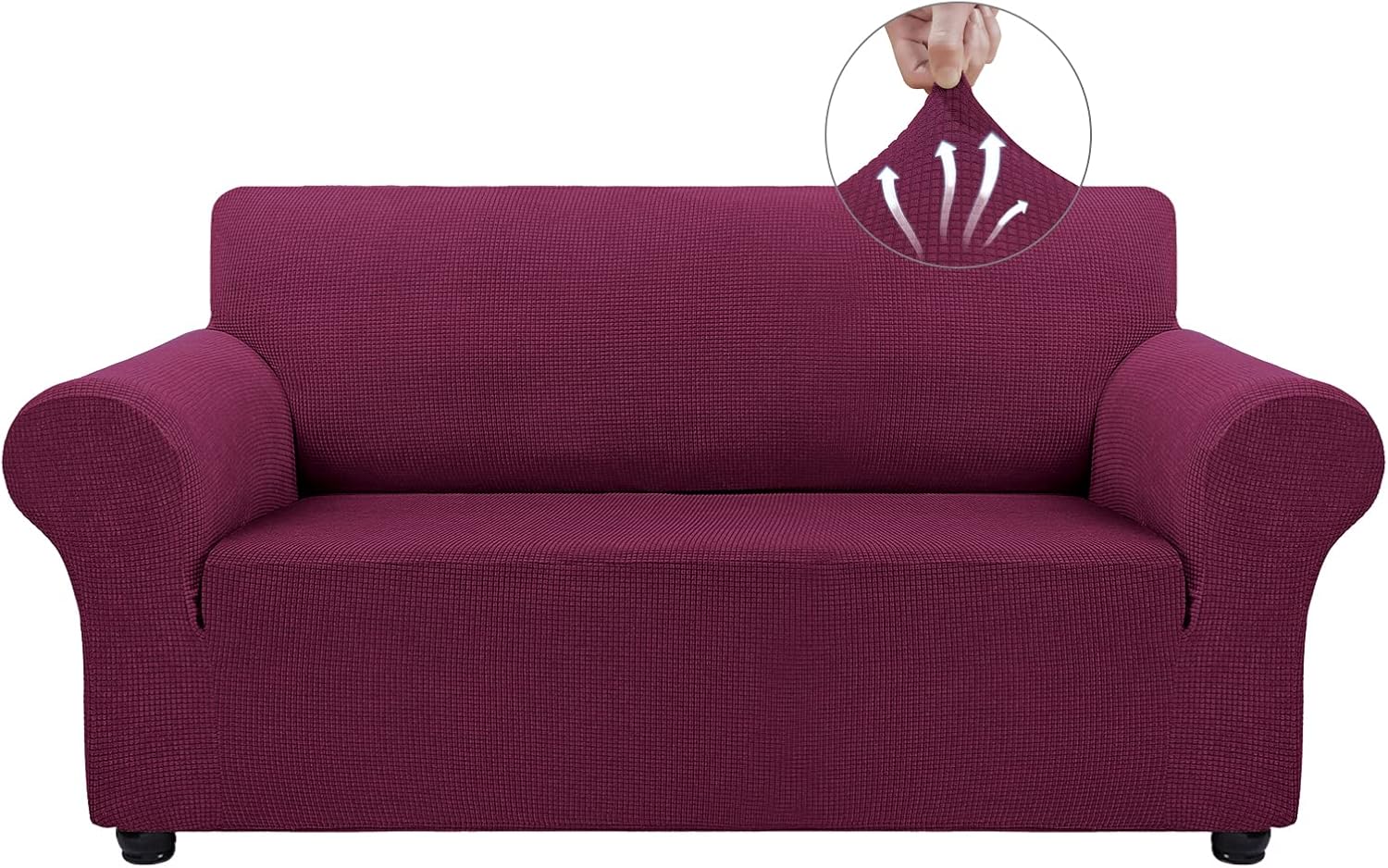 Couch Covers for 3 Cushion Couch Sofa Pet Friendly, 3 Seater Sofa Cover Washable Slipcovers Protector Furniture Covers for Dogs Spandex Jacquard Fabric Small Checks（Large，Black）